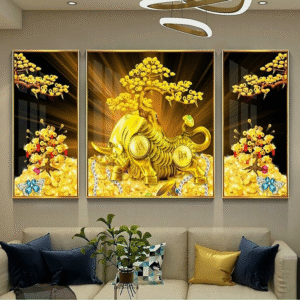 Tranh Treo Tường Tráng Gương Pha Lê Cao Cấp Cây Tài Lộc Trang Trí Phòng Khách Sang Trọng Hiện Đại TBB093