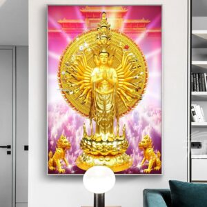 Tranh Treo Tường Tráng Gương Pha Lê Cao Cấp Phật Giáo Trang Trí Phòng Thờ Phòng Khách CN025