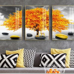 Tranh Treo Tường Tráng Gương Pha Lê Cao Cấp Cây kim tiền may mắn Trang Trí Phòng Khách Sang Trọng Hiện Đại TBB01111