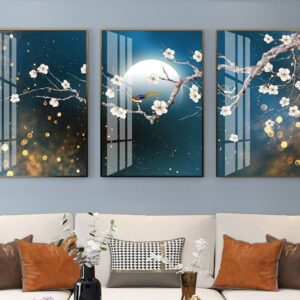 Tranh Treo Tường Tráng Gương Pha Lê Cao Cấp Tranh Hoa phong cảnh Trang Trí Phòng Khách Hiện Đại SNO239842