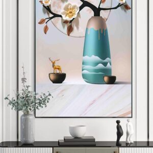 Tranh Treo Tường Tráng Gương Pha Lê Cao Cấp Tranh Hoa Sen 3D Trang Trí Phòng Khách Sang Trọng Hiện Đại H038