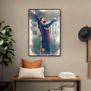 Tranh Treo Tường Tráng Gương Pha Lê Cao Cấp Tranh Cầu Thủ Messi Trang Trí Phòng Khách Phòng Làm Việc CT006