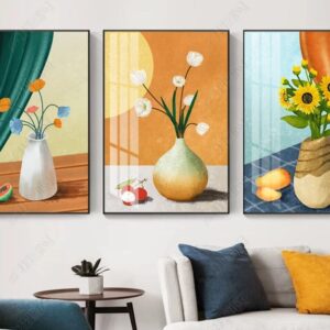 Tranh Treo Tường Tráng Gương Pha Lê Cao Cấp Tranh Hoa Trang Trí Phòng Khách Hiện Đại H07