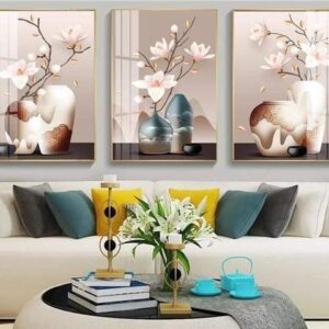 Tranh Treo Tường Tráng Gương Pha Lê Cao Cấp Tranh Hoa Trang Trí Phòng Khách Hiện Đại H11