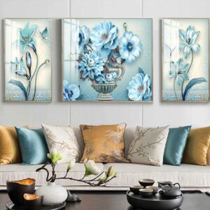 Tranh Treo Tường Tráng Gương Pha Lê Cao Cấp Tranh Hoa Trang Trí Phòng Khách Hiện Đại H01