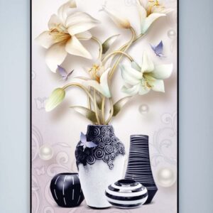 Tranh Treo Tường Tráng Gương Pha Lê Cao Cấp Tranh Hoa Sen 3D Trang Trí Phòng Khách Sang Trọng Hiện Đại H039