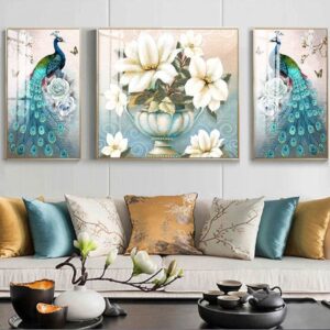 Tranh Treo Tường Tráng Gương Pha Lê Cao Cấp Tranh Chim Công Trang Trí Phòng Khách  Sang Trọng Hiện Đại  TC41