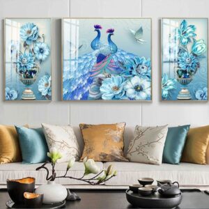 Tranh Treo Tường Tráng Gương Pha Lê Cao Cấp Tranh Chim Công Trang Trí Phòng Khách  Sang Trọng Hiện Đại  TC42