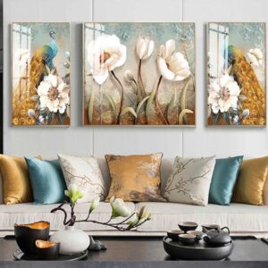 Tranh Treo Tường Tráng Gương Pha Lê Cao Cấp Tranh Chim Công Trang Trí Phòng Khách  Sang Trọng Hiện Đại  TC44