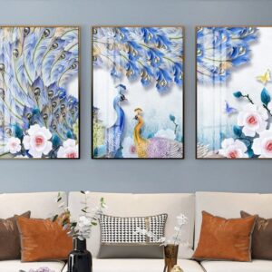 Tranh Treo Tường Tráng Gương Pha Lê Cao Cấp Tranh Chim Công Trang Trí Phòng Khách  Sang Trọng Hiện Đại  TC39