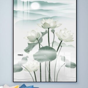 Tranh Treo Tường Tráng Gương Pha Lê Cao Cấp Tranh Hoa 3D Trang Trí Phòng Khách Sang Trọng Hiện Đại H20