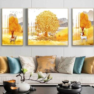 Tranh Treo Tường Tráng Gương Pha Lê Cao Cấp Tranh Cây Kim Tiền Trang Trí Phòng Khách  Sang Trọng Hiện Đại  KT11
