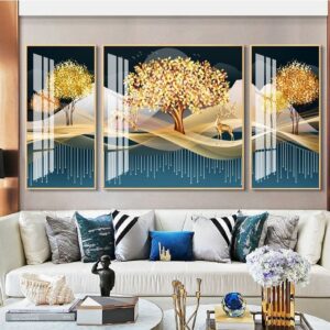 Tranh Treo Tường Tráng Gương Pha Lê Cao Cấp Tranh Cây Kim Tiền Trang Trí Phòng Khách  Sang Trọng Hiện Đại  KT12