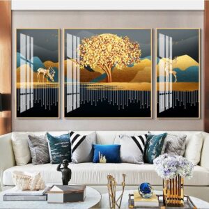 Tranh Treo Tường Tráng Gương Pha Lê Cao Cấp Tranh Cây Kim Tiền Trang Trí Phòng Khách  Sang Trọng Hiện Đại  KT13