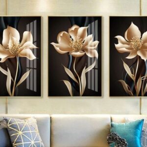 Tranh Treo Tường Tráng Gương Pha Lê Cao Cấp Tranh Lá Bạch Quả Trang Trí Phòng Khách Sang Trọng Hiện Đại BQ39