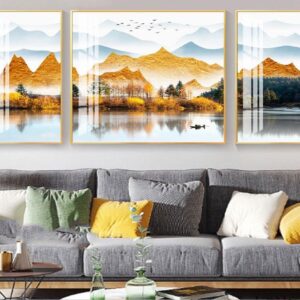 Tranh Treo Tường Tráng Gương Pha Lê Cao Cấp Tranh phong cảnh sơn thuỷ Trang Trí Phòng Khách Sang Trọng Hiện Đại TBB242135