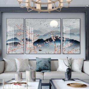 Tranh Treo Tường Tráng Gương Pha Lê Cao Cấp Tranh Phong Cảnh Trang Trí Phòng Khách Sang Trọng Hiện Đại TBB2494