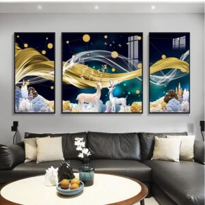 Tranh Canvas Tranh Tráng Gương Pha Lê Cao Cấp Hươu Tài Lộc Trang Trí Phòng Khách Phòng Ngủ Sang Trọng Hiện Đại HPC017