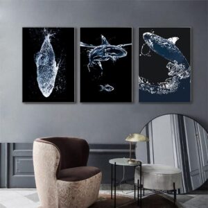 Tranh Canvas Tranh Tráng Gương Pha Lê Cao Cấp Cá Heo Trừu Tượng Trang Trí Phòng Khách, Phòng Ngủ Sang Trọng Hiện Đại THĐ0007