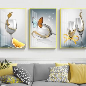 Tranh Treo Tường Tráng Gương Pha Lê Cao Cấp Ba Chiếc Ly Nghệ Thuật Trang Trí Phòng Khách  Sang Trọng Hiện Đại THĐ0024